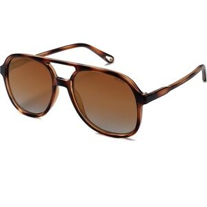 SOJOS Retro Polarized Sunglasses amber brown tortoise Aviators SJ2174 nwt